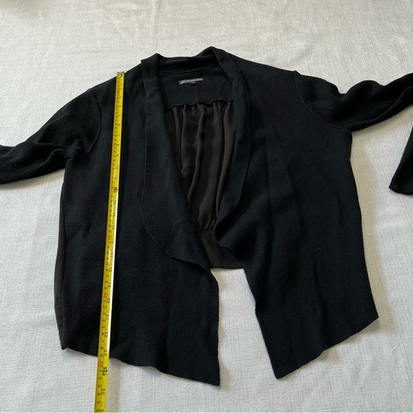 Adrianna Papel Black Open Front Crop Semi Sheer Back Cardigan Size L - Picture 3 of 7